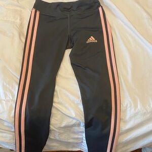 Adidas Kids Leggings in Gray with Pink Stripes